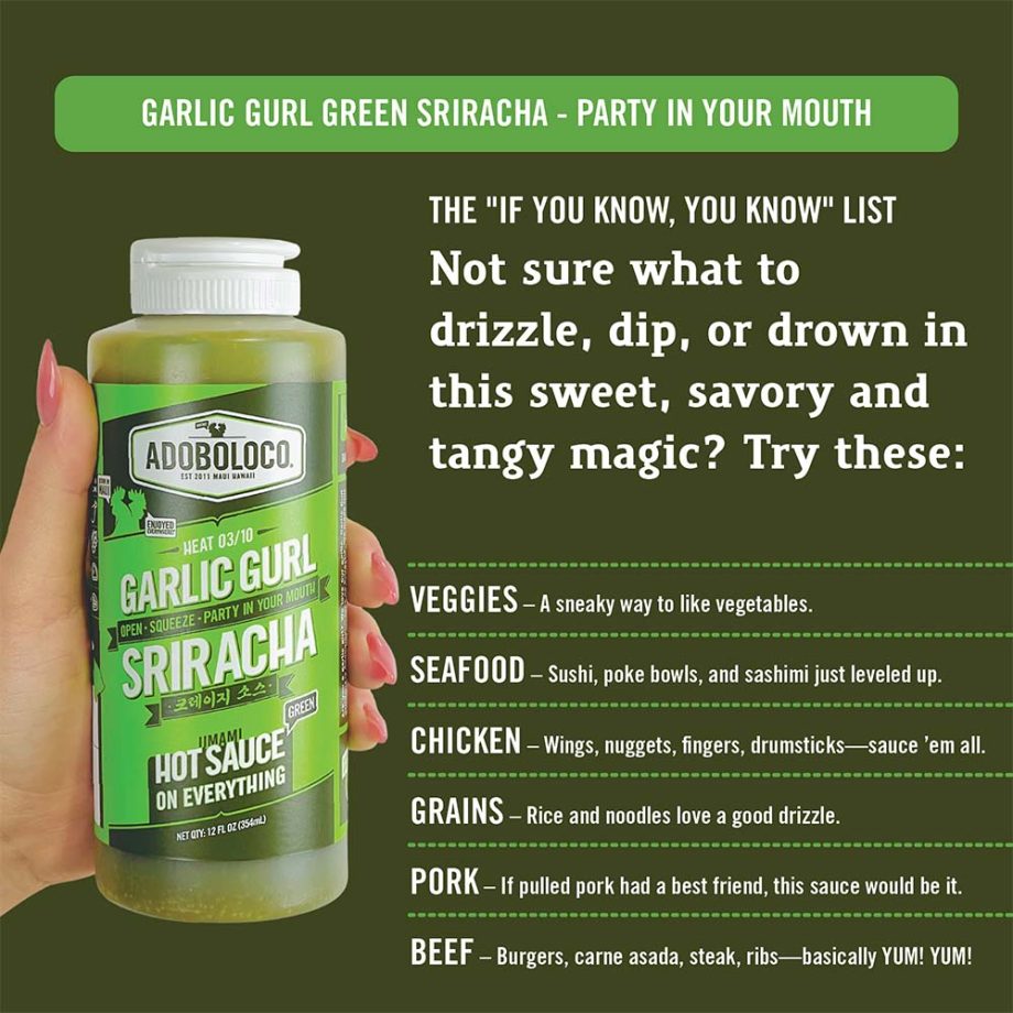 Garlic Gurl Green Sriracha – The Irresistible Sauce for Garlic Lovers! - HEAT 03/10
