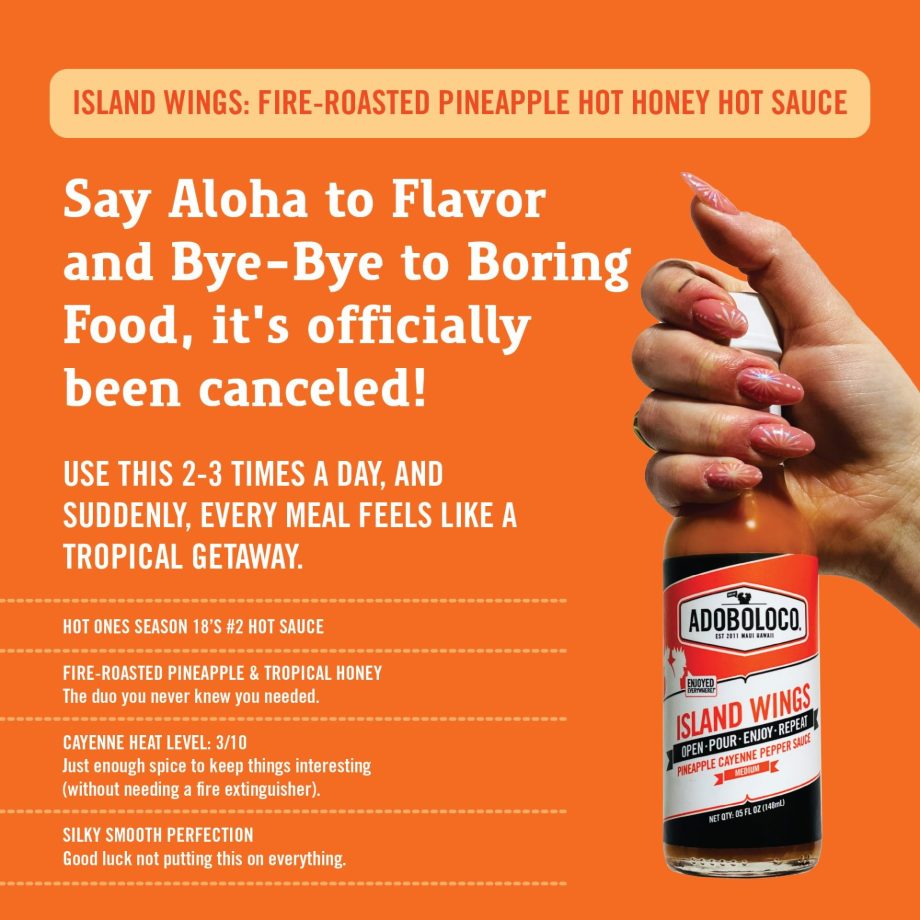 Island Wings Fire-Roasted Pineapple & Hot Honey Sauce – Sweet, Spicy, Tropical Vibes - HEAT 03/10