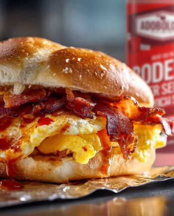 Bodega Super Secret Sandwich Sauce with Bacon Egg and Cheese on a roll